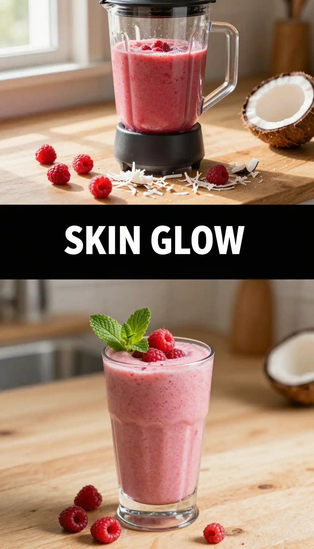 Raspberry Coconut Smoothie for Skin Radiance pinterest pin