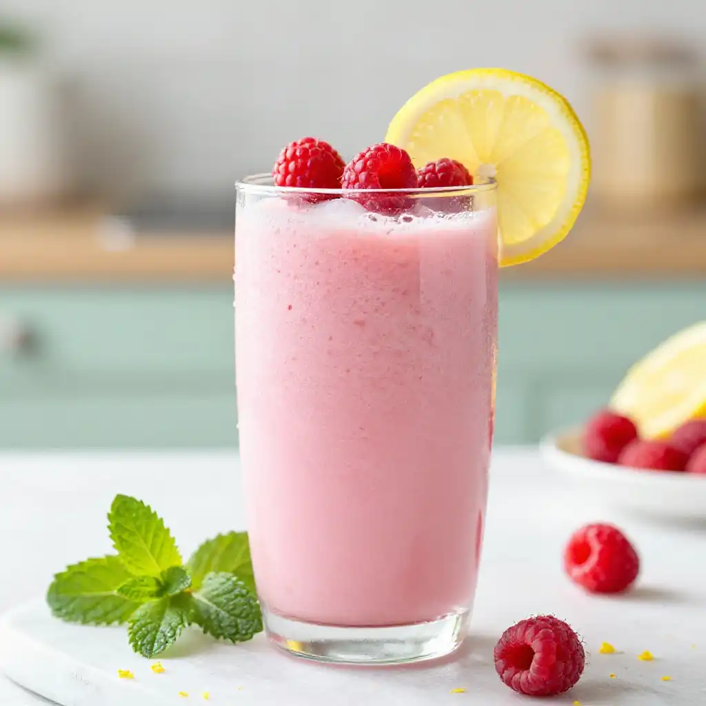 Raspberry Lemonade Smoothie for Summer Refreshment plated dish