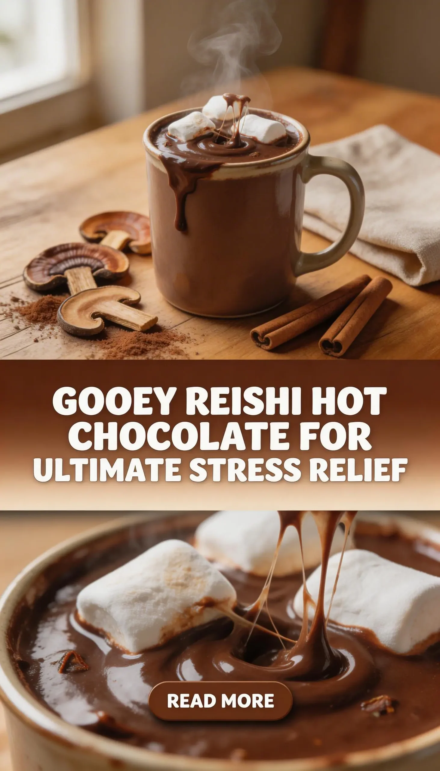 Reishi Hot Chocolate for Stress Relief pinterest pin