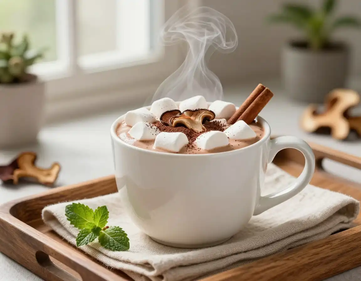 Reishi Hot Chocolate for Stress Relief plated dish