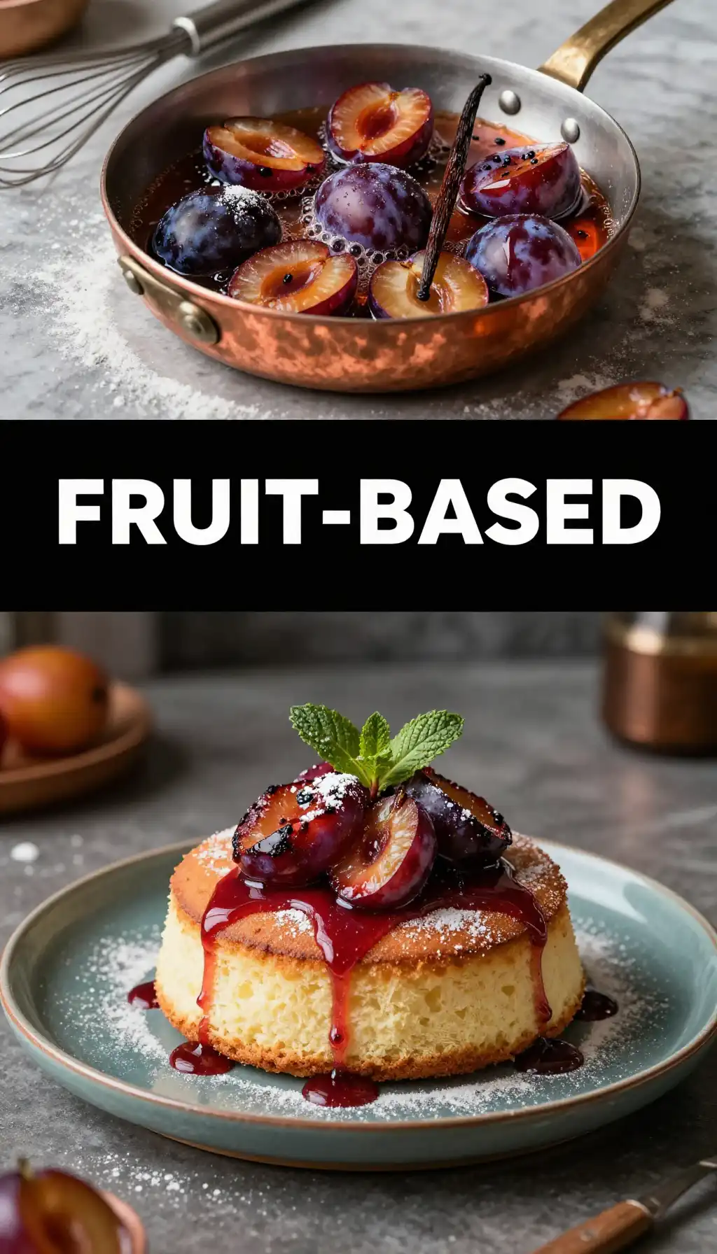 Roasted Plum And Vanilla Bean Sponge Cake