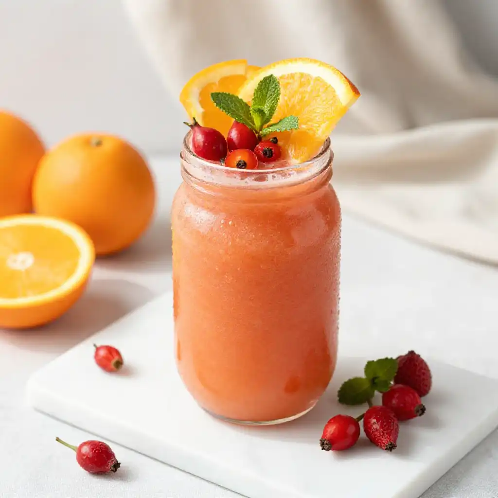 Rosehip Vitamin C Smoothie for Immunity plated dish
