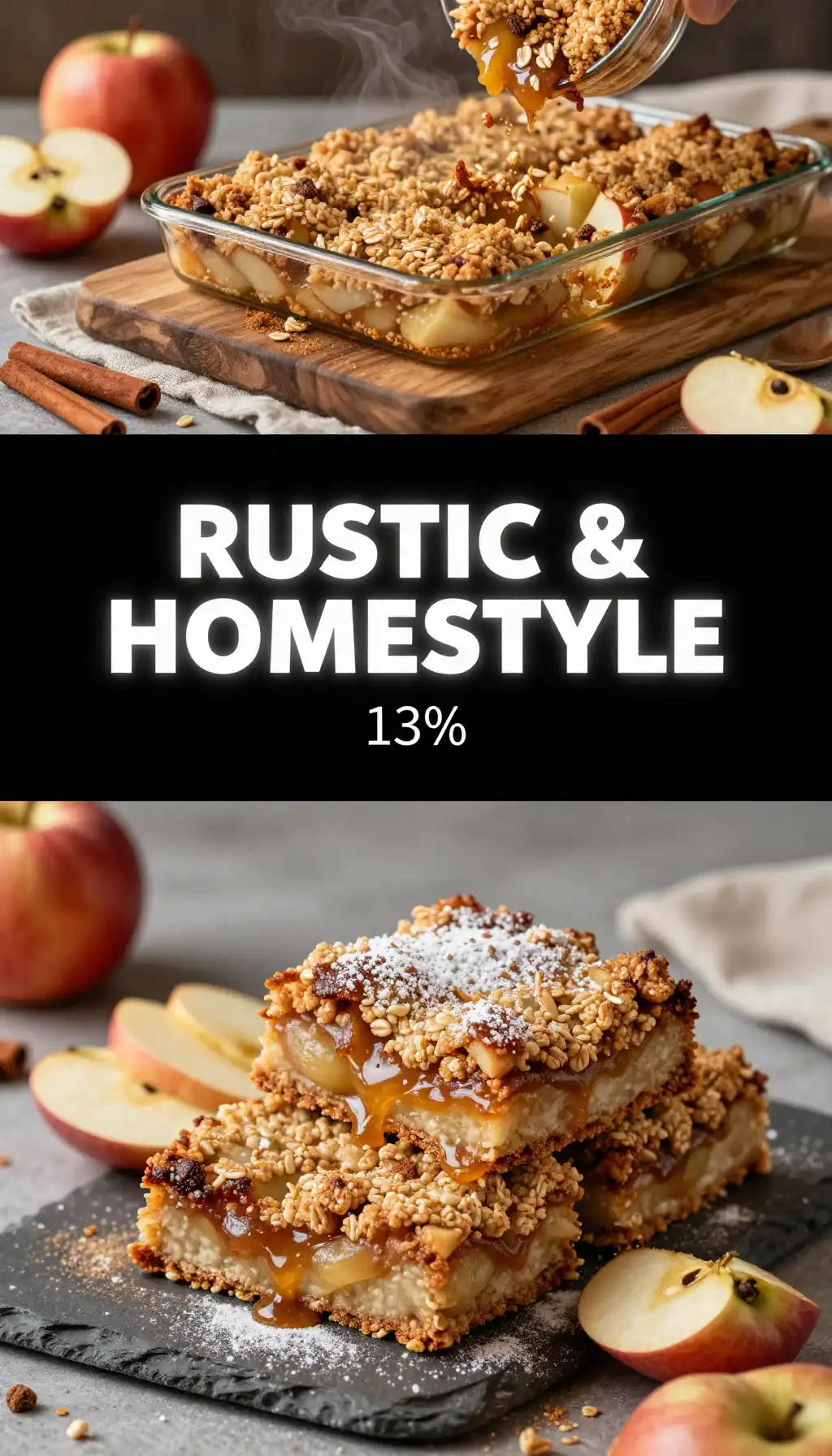 Rustic Apple And Cinnamon Crumb Bars pinterest pin
