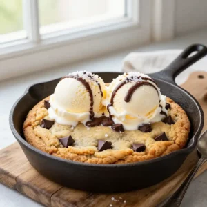 Giant Gooey Skillet Cookie Recipe (No Egg!)