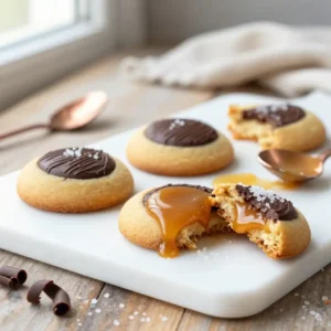Easy Salted Caramel Chocolate Thumbprint Cookies Recipe
