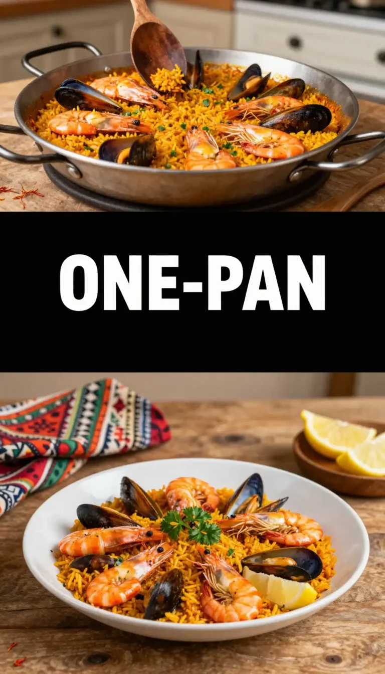 Seafood Paella with Shrimp Mussels and Saffron