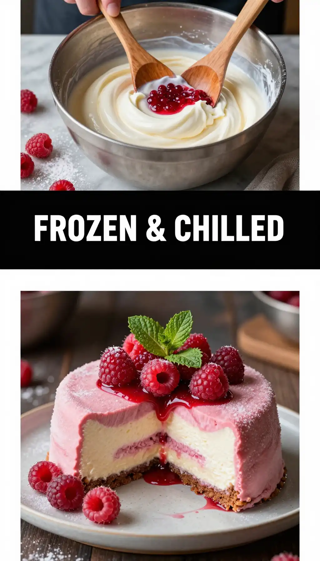 Semi-Freddo And Raspberry Layer Cake