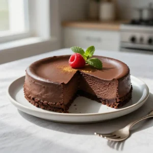 Silken Tofu Dark Chocolate Cheesecake | No-Bake Recipe