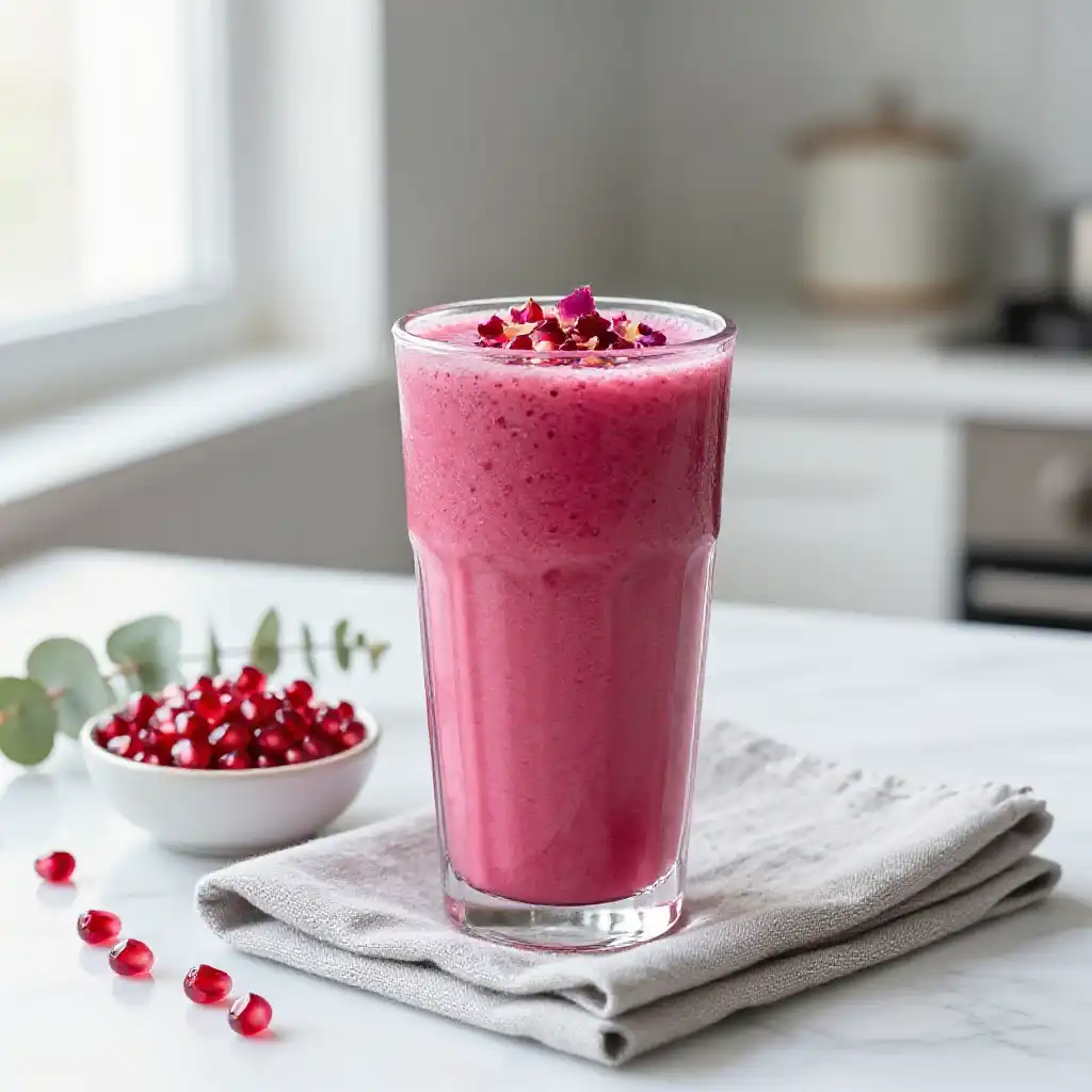 Skin Glow Smoothie with Pomegranate and Rosehip plated dish