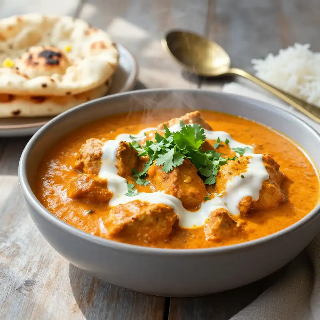 Slow Cooker Butter Chicken Curry with Tomatoes plated dish