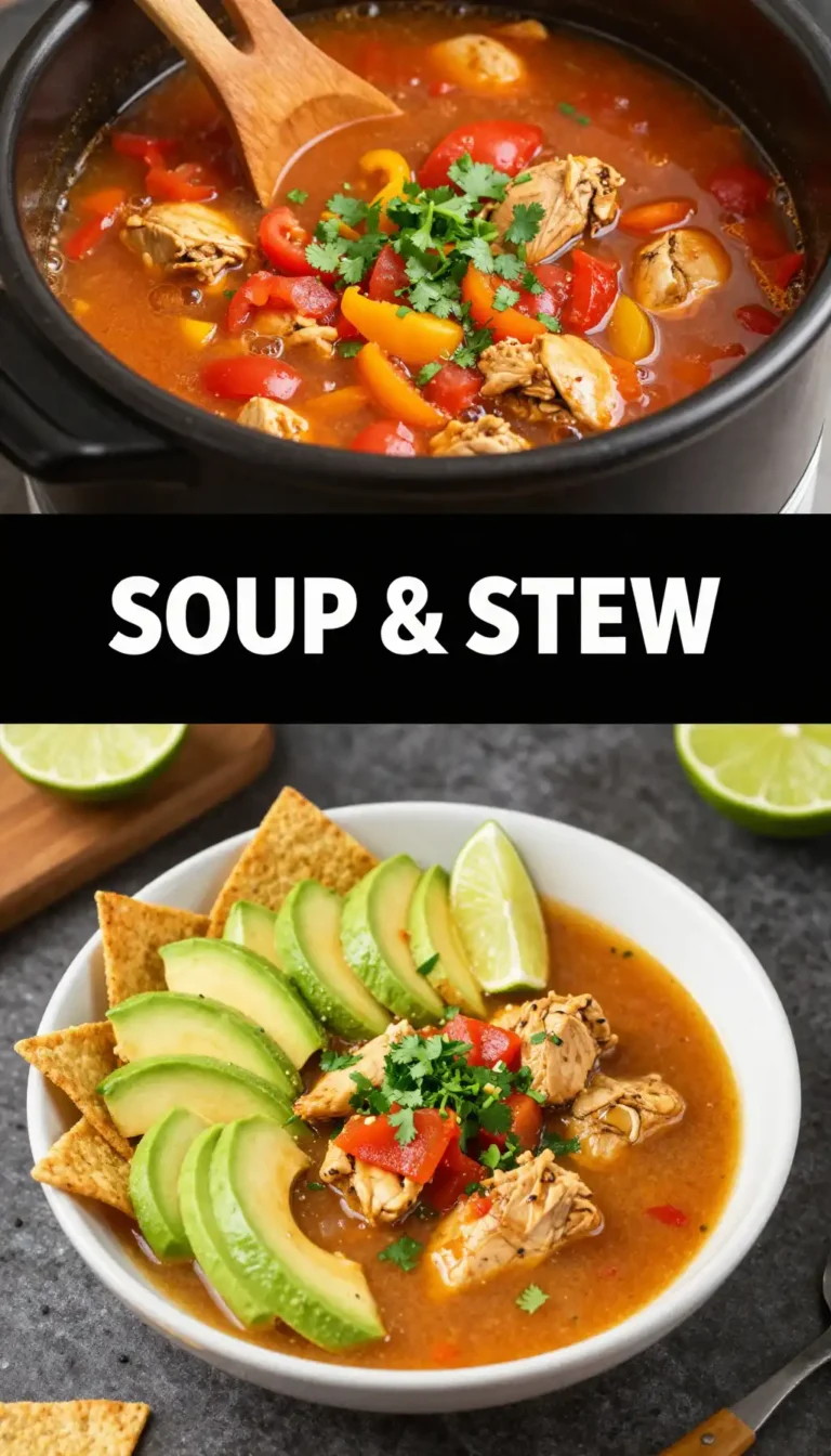 Slow Cooker Chicken Tortilla Soup with Avocado