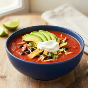 Slow Cooker Chicken Tortilla Soup with Creamy Avocado