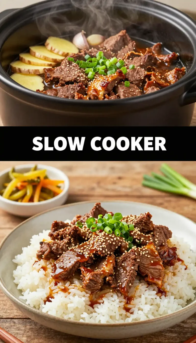 Slow Cooker Korean Beef with Sesame Green Onions