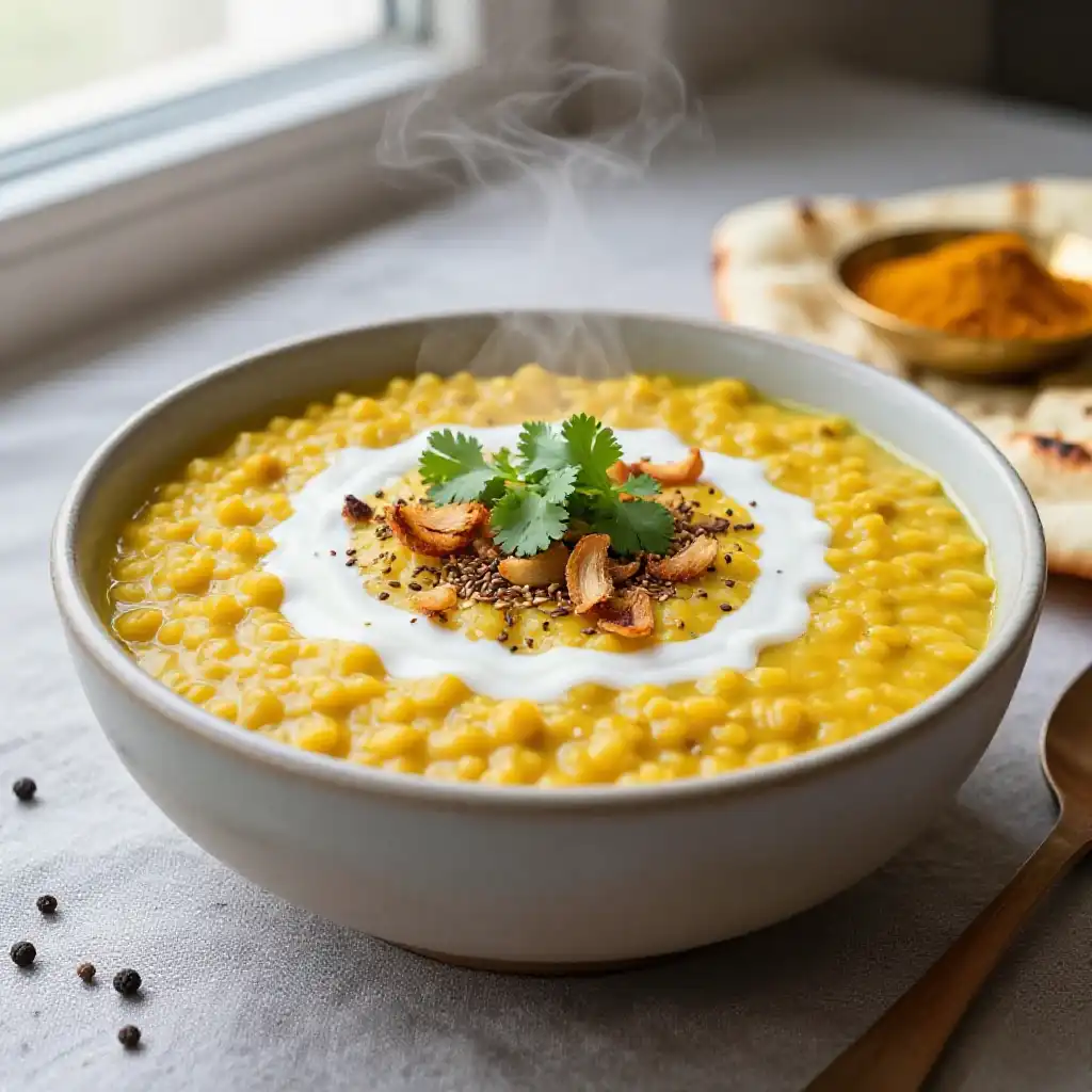 Slow Cooker Lentil Dal with Cumin and Turmeric plated dish
