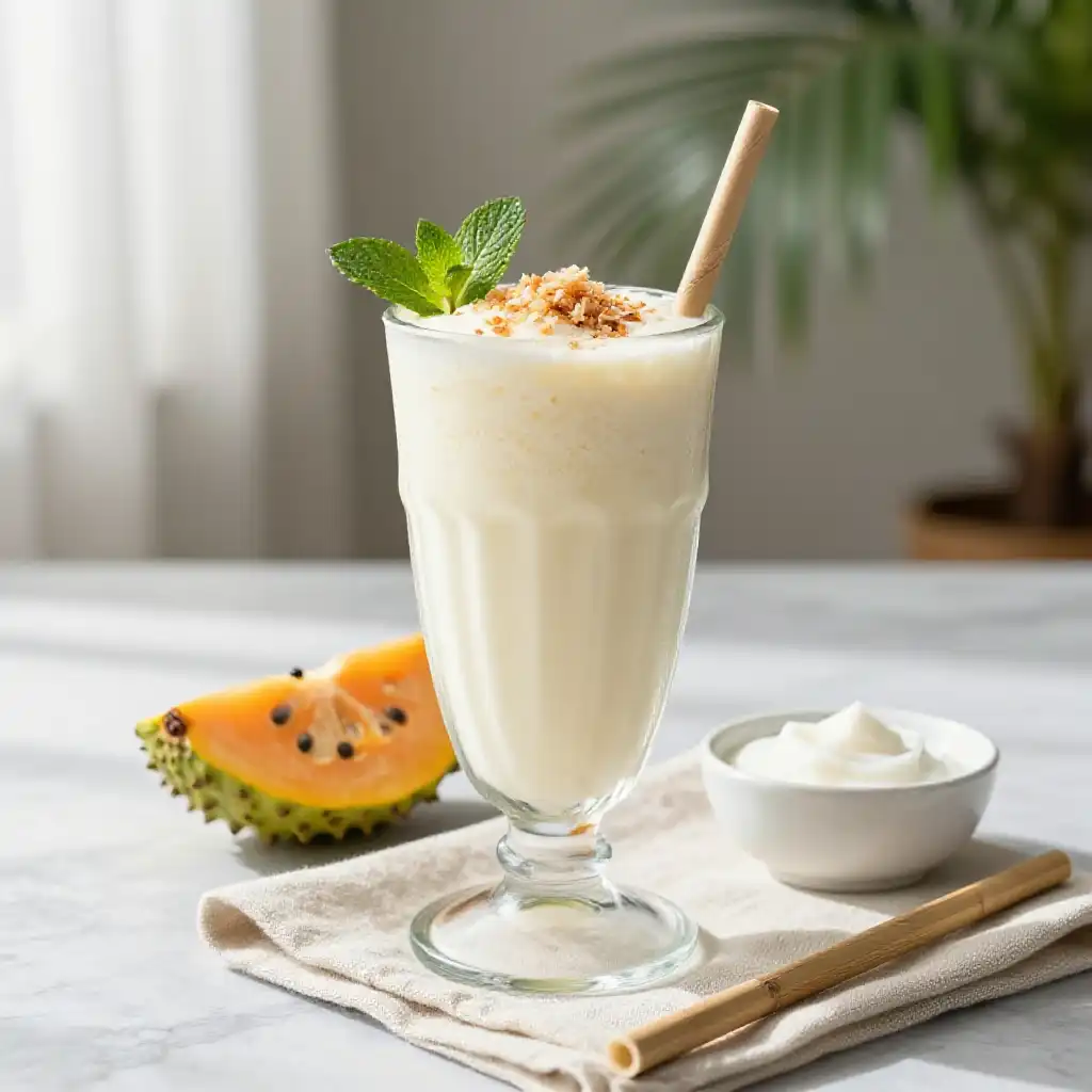Soursop Coconut Smoothie for Tropical Immune Support plated dish