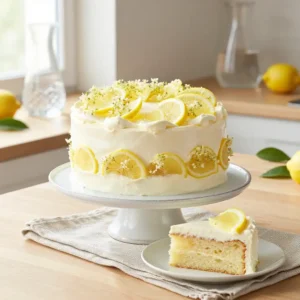 Sparkling Lemon & Elderflower Cake with Zesty Glaze