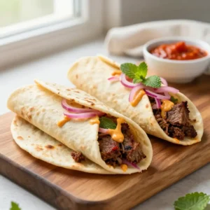 Spiced Lamb Flatbread Wraps with Harissa Mayo