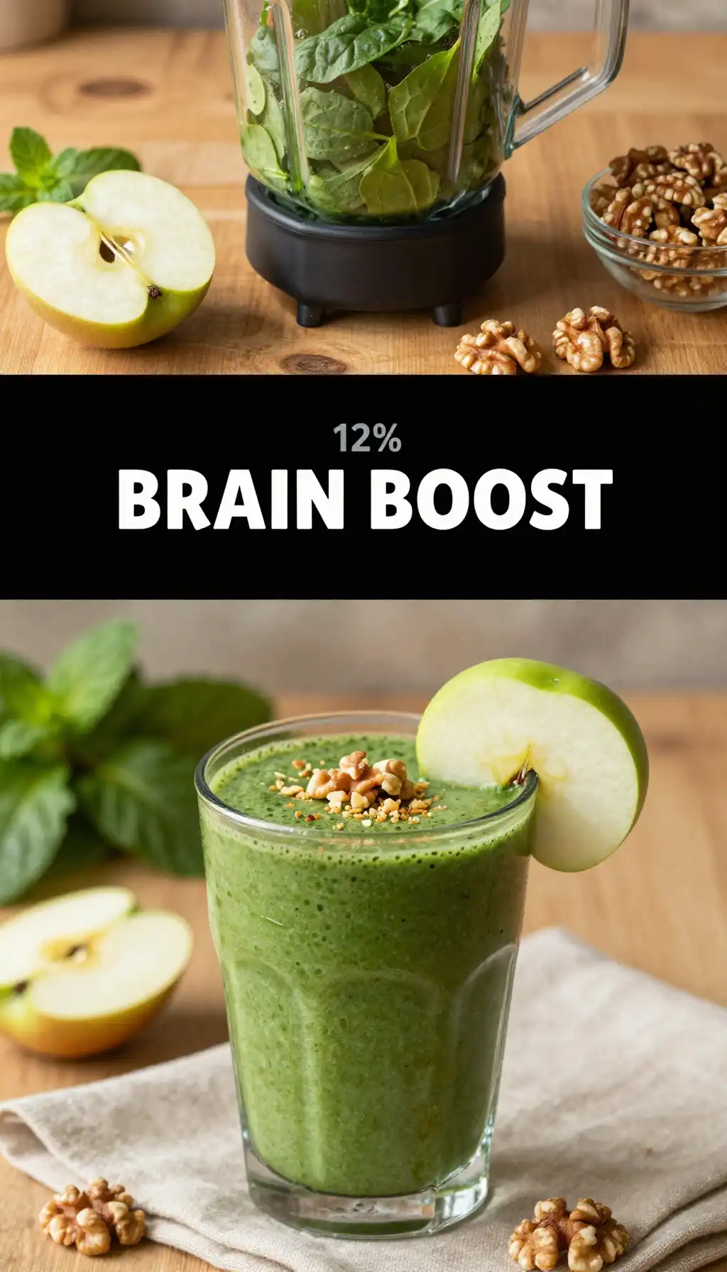 Spinach Apple Walnut Smoothie for Brain Health