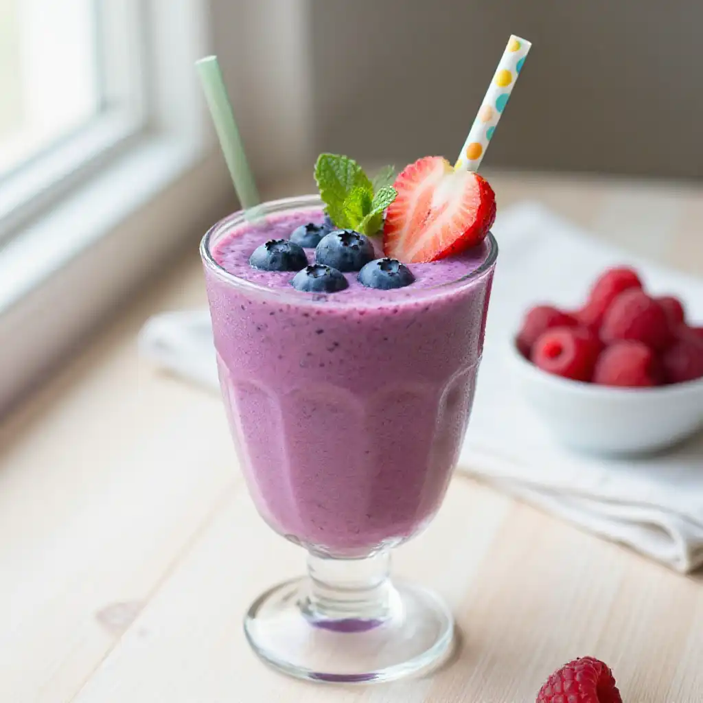 Hidden Spinach Triple Berry Smoothie for Picky Kids plated dish
