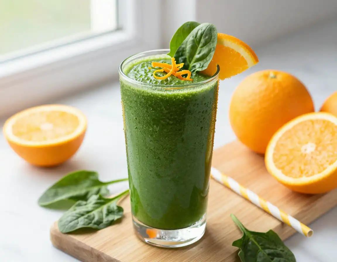 Spinach Orange Smoothie for Vitamin C plated dish