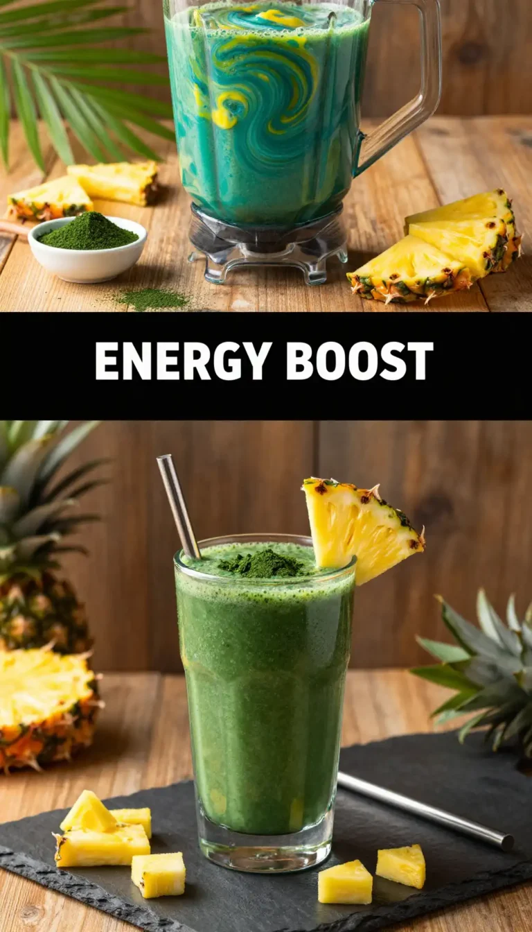 Spirulina Pineapple Smoothie for Green Energy