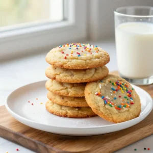 Easy Sprinkle Coated Vanilla Sugar Cookies Recipe