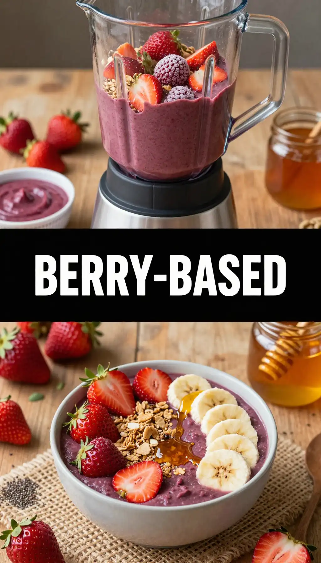 Strawberry Açaí Smoothie Bowl with Honey Drizzle