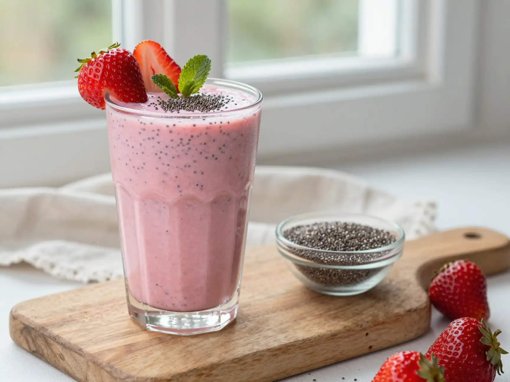 Strawberry Chia Smoothie for Omega-3 plated dish