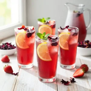 Refreshing Strawberry Hibiscus Lemonade for Summer Parties