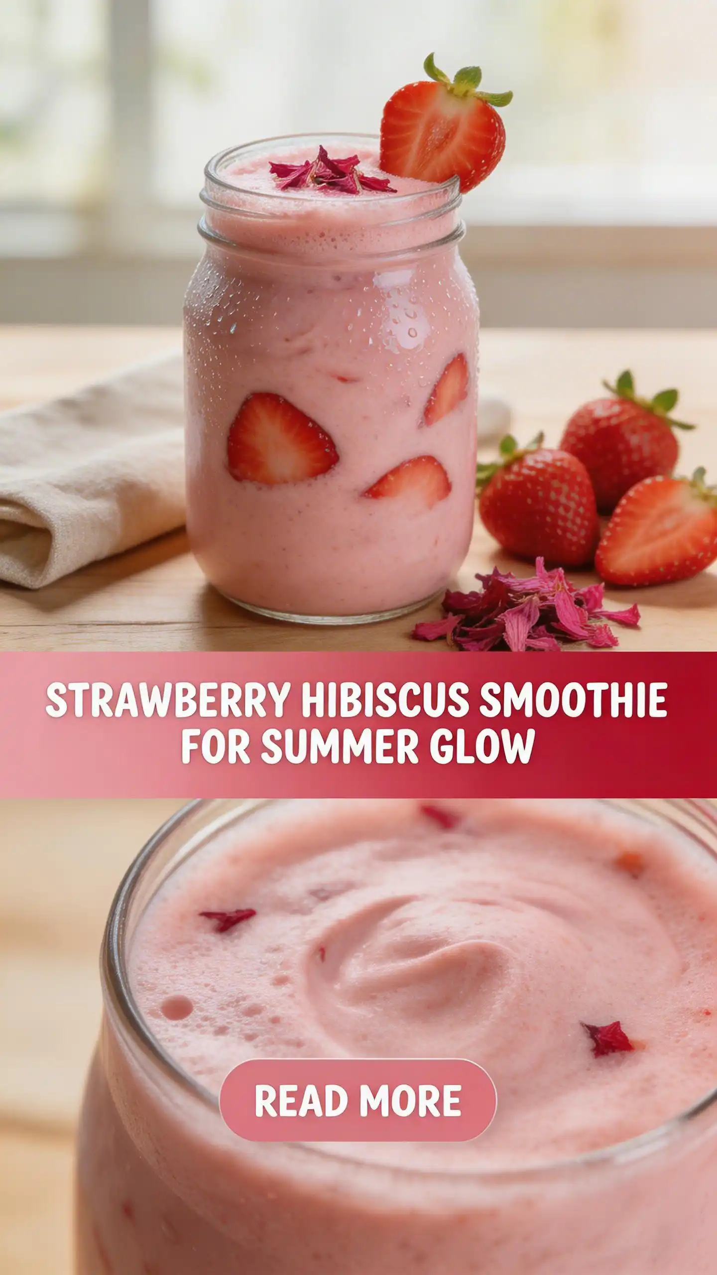 Strawberry Hibiscus Smoothie for Summer Glow