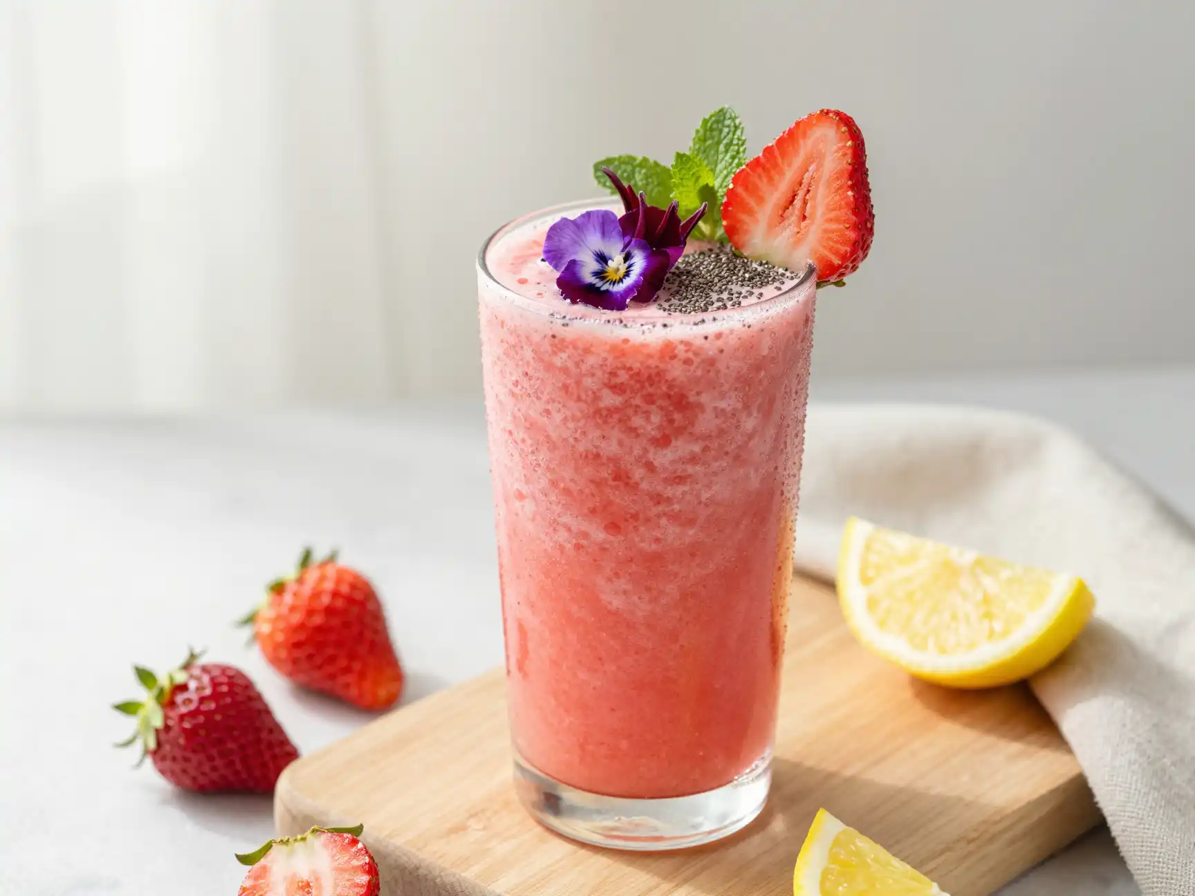 Strawberry Hibiscus Smoothie for Summer Glow plated dish