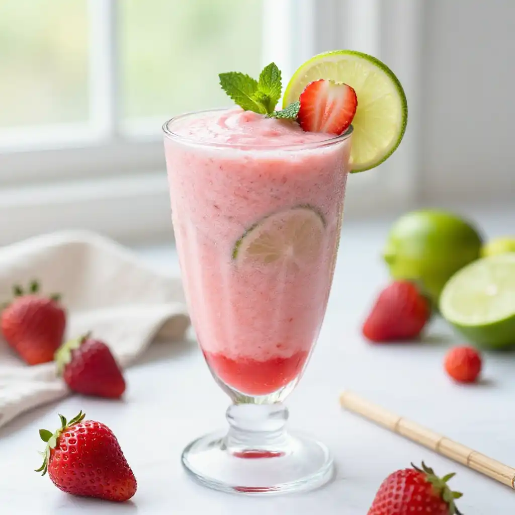 Strawberry Lime Smoothie for Summer Zest plated dish