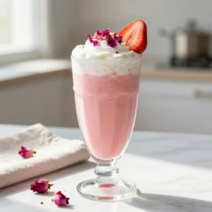 Romantic Strawberry Rose Smoothie for Glowing Skin