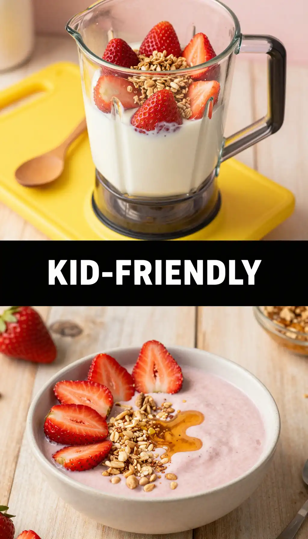 Strawberry Shortcake Smoothie Bowl for Kids pinterest pin