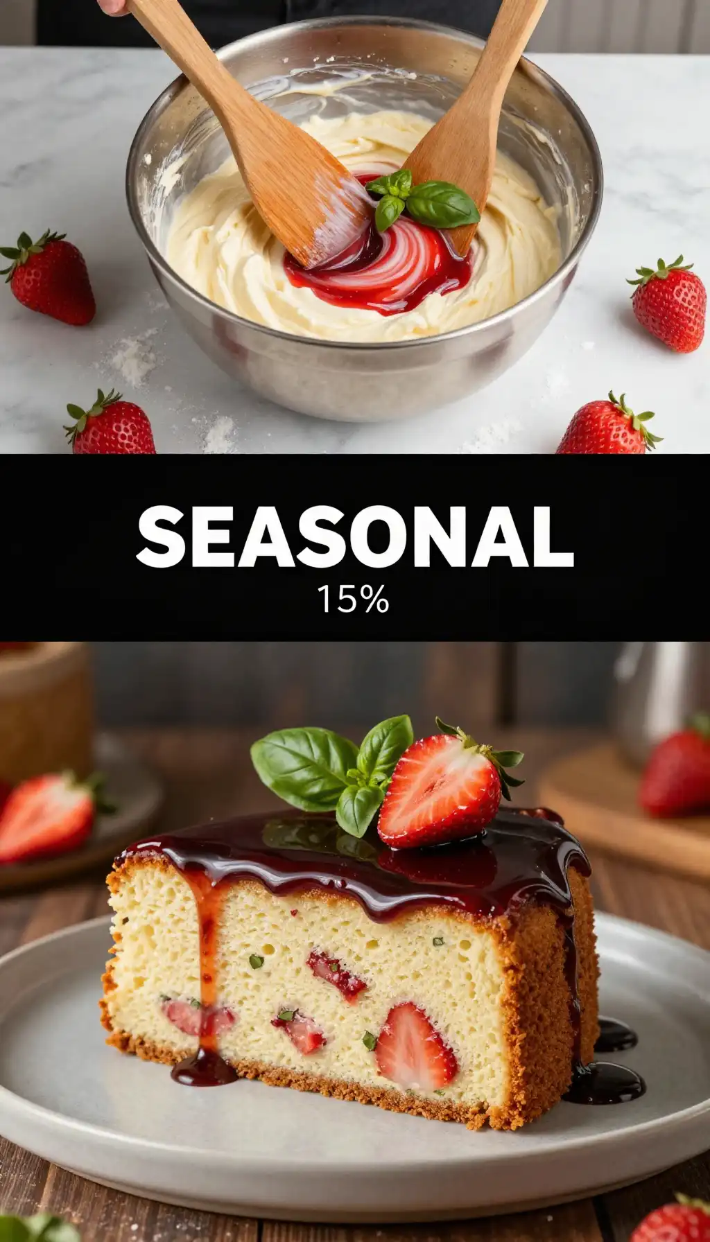 Summer Strawberry And Sweet Basil Cake