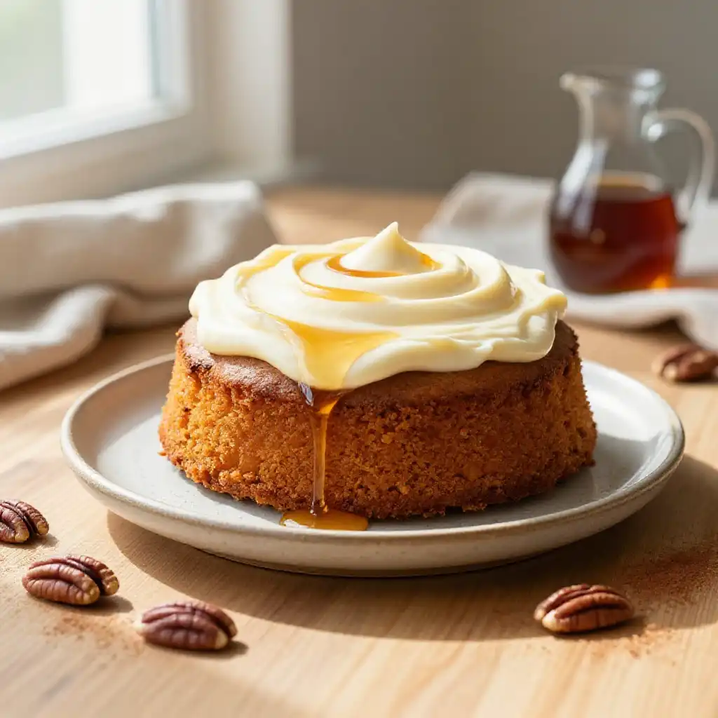 Sweet Potato and Maple Spiced Cake plated dish