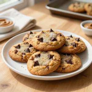 Gooey Tahini Chocolate Chip Cookies - Vegan Dessert