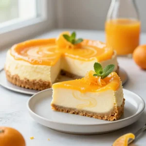 No-Bake Tangerine Cheesecake Swirl Recipe - Easy & Delicious