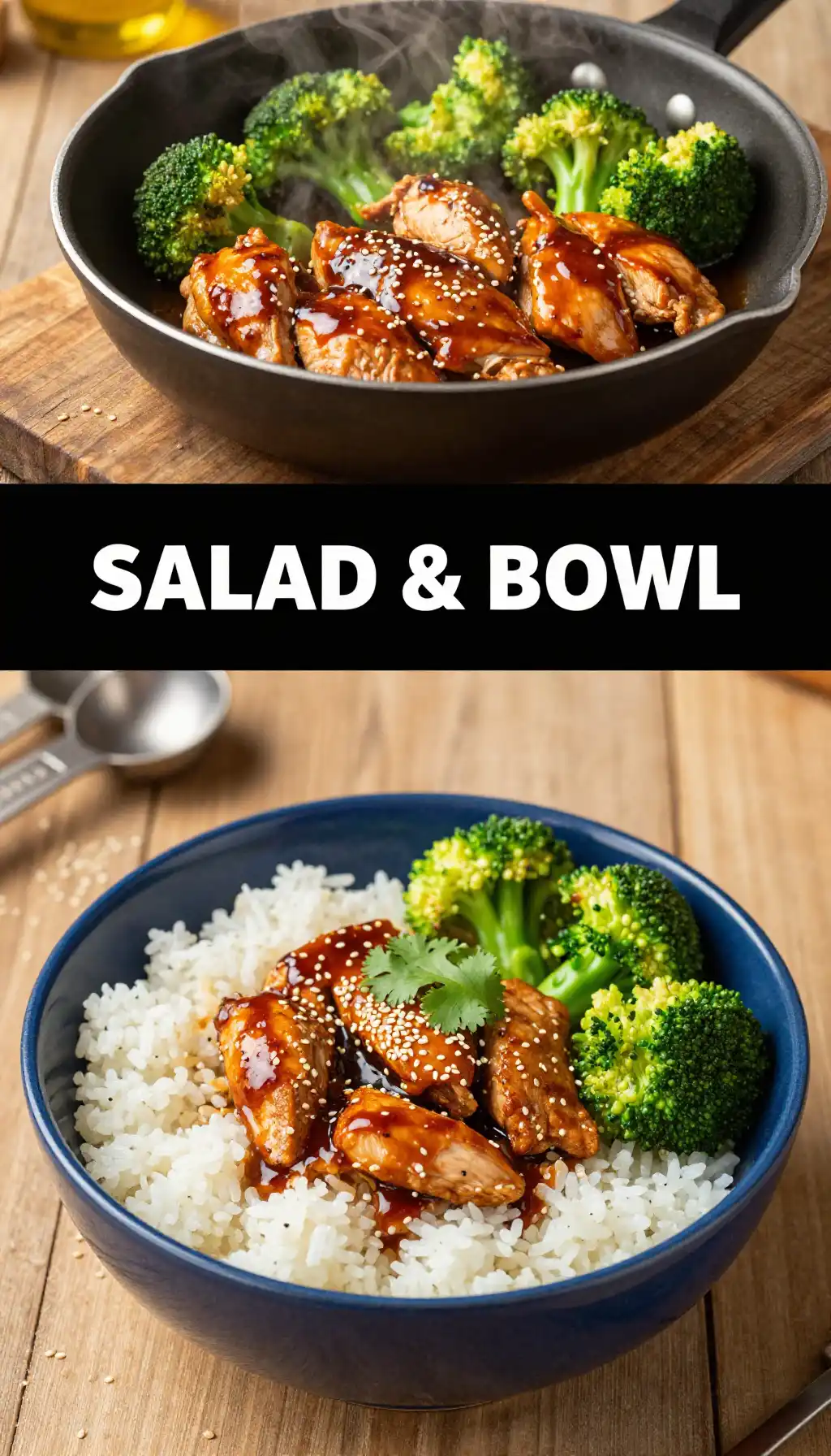 Teriyaki Chicken Rice Bowl with Steamed Broccoli