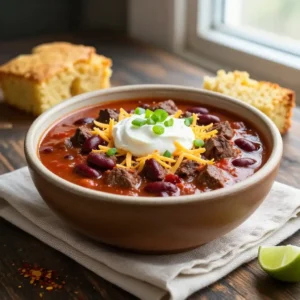 Hearty Texas Beef Chili with Kidney Beans & Tomatoes