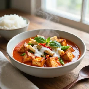 Spicy Thai Red Curry Tofu with Bamboo Shoots