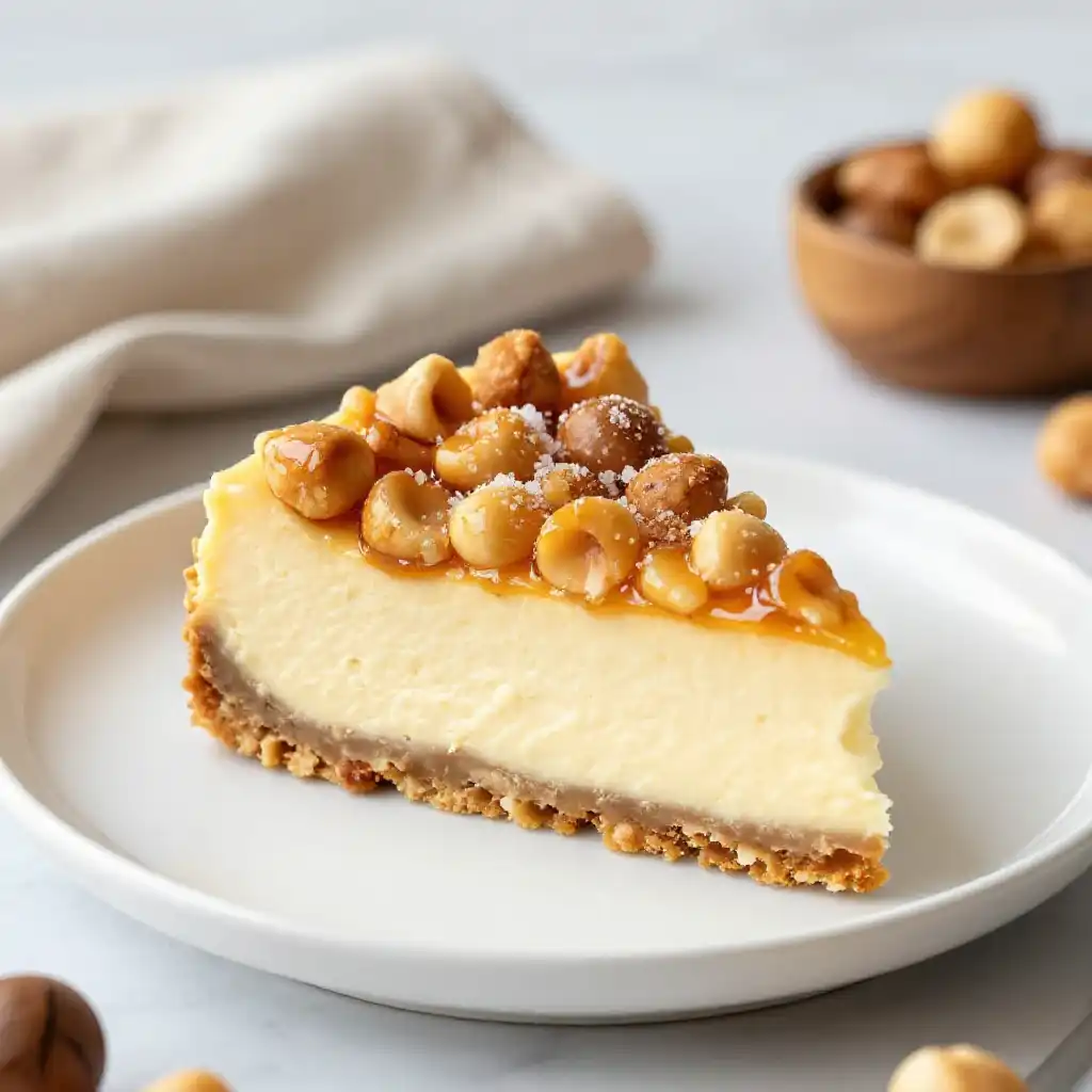 Toasted Macadamia Crunch Cheesecake plated dish