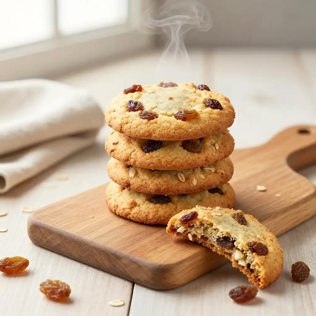 Toasted Oat And Raisin Cookies plated dish