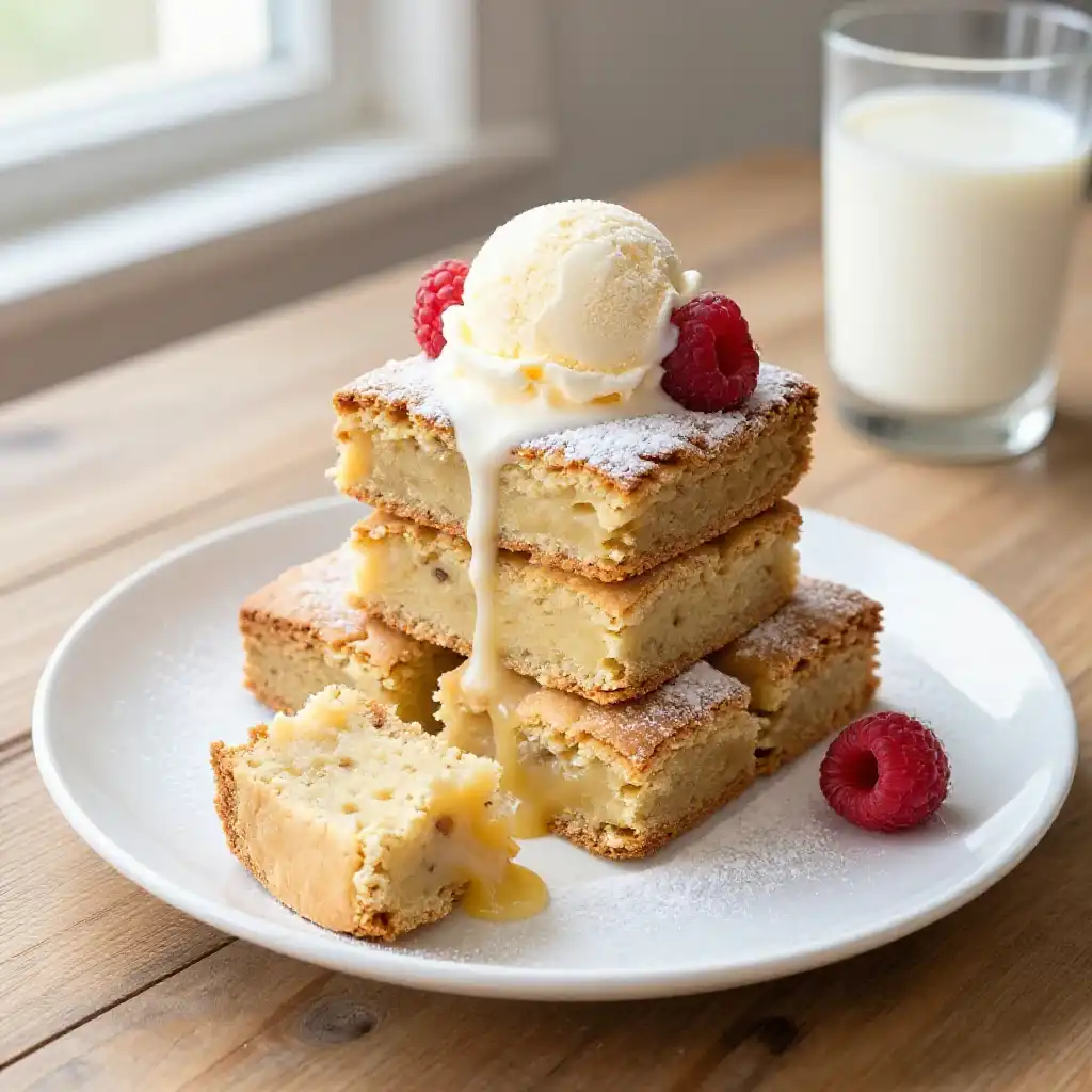 Traditional Chewy Vanilla Blondies plated dish