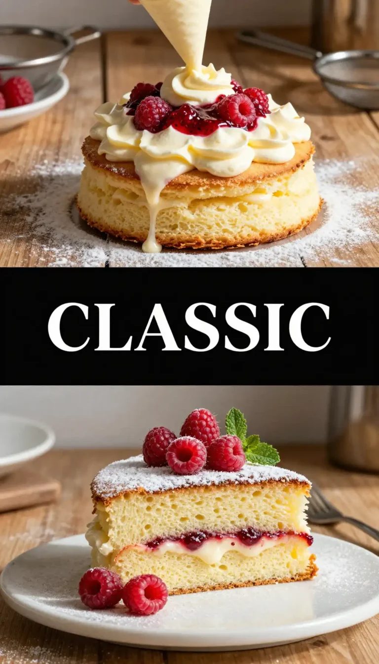 Traditional Victoria Sponge With Fresh Raspberry Compote