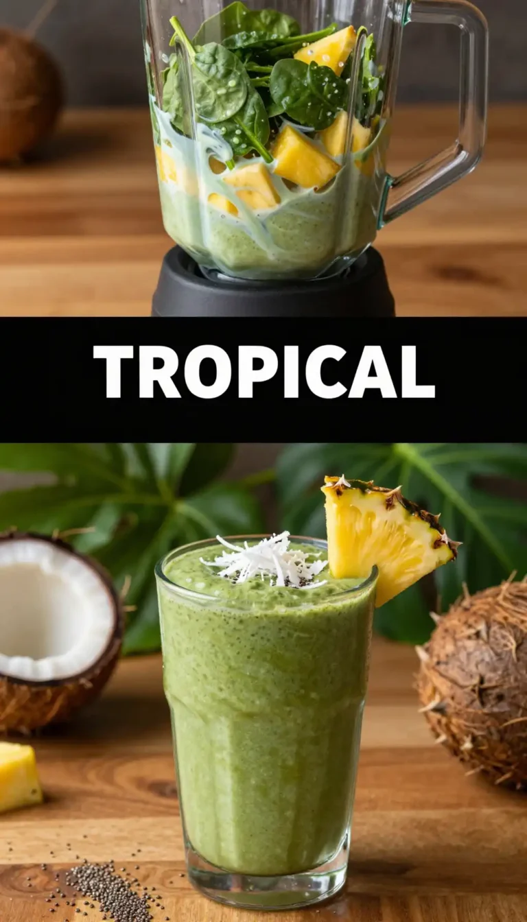 Tropical Green Smoothie with Pineapple and Spinach