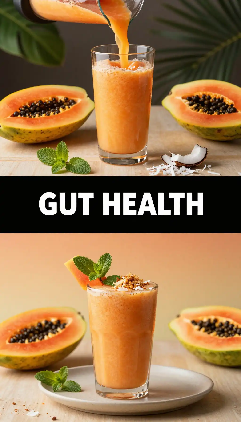 Tropical Papaya Coconut Smoothie for Digestive Health pinterest pin