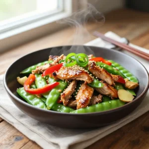 Healthy One-Pan Ginger Turkey Stir-Fry with Snow Peas