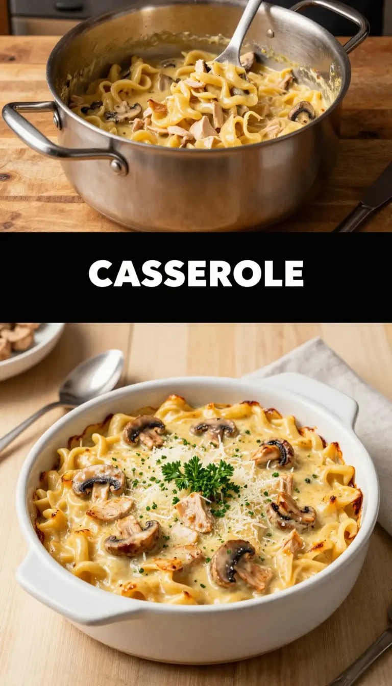 Turkey Tetrazzini Casserole with Mushrooms