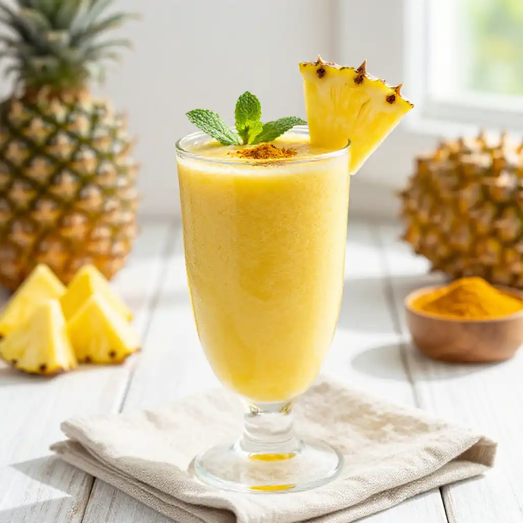 Turmeric Pineapple Smoothie for Joint Support plated dish